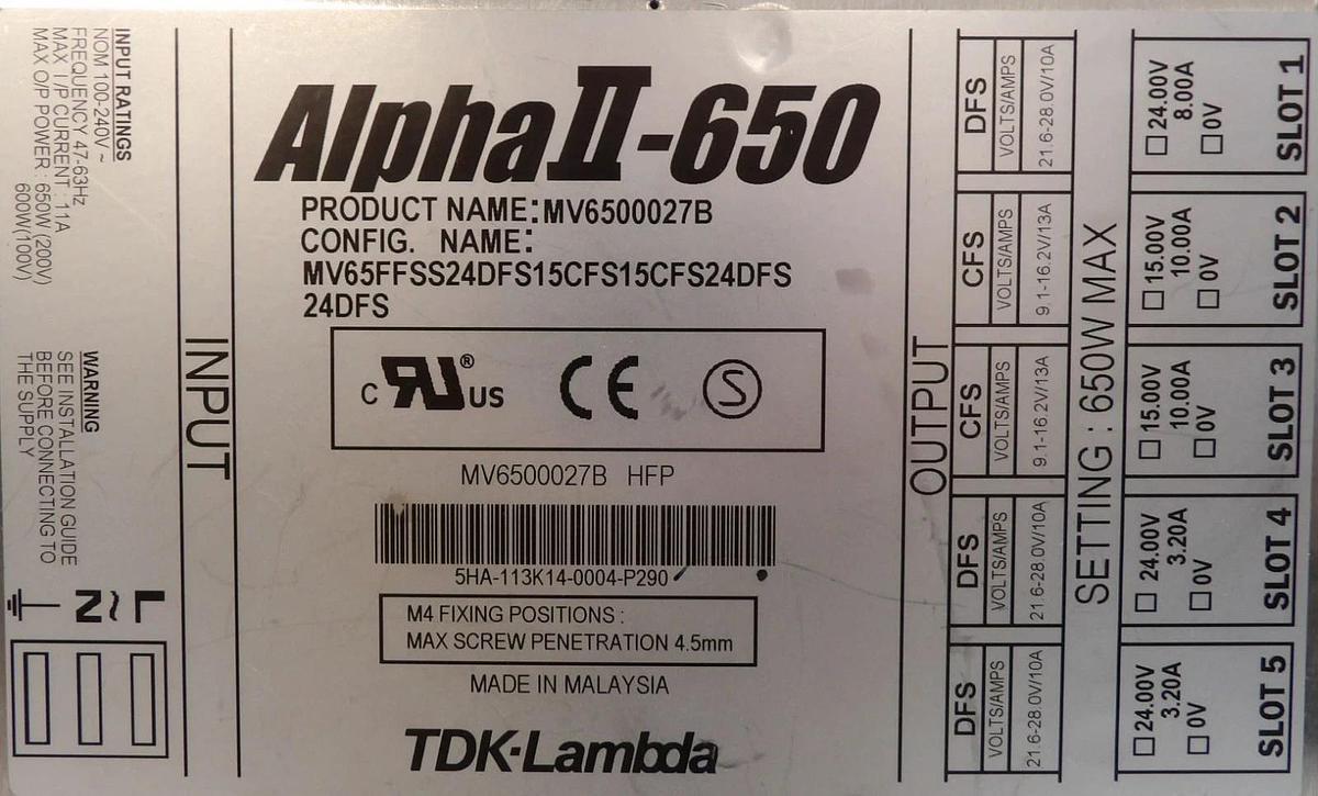 Used TDK MV65FFSS24DFS15CFS15CFS24DFS24DFS Power Supply MV6500027B Lot of 6 Working