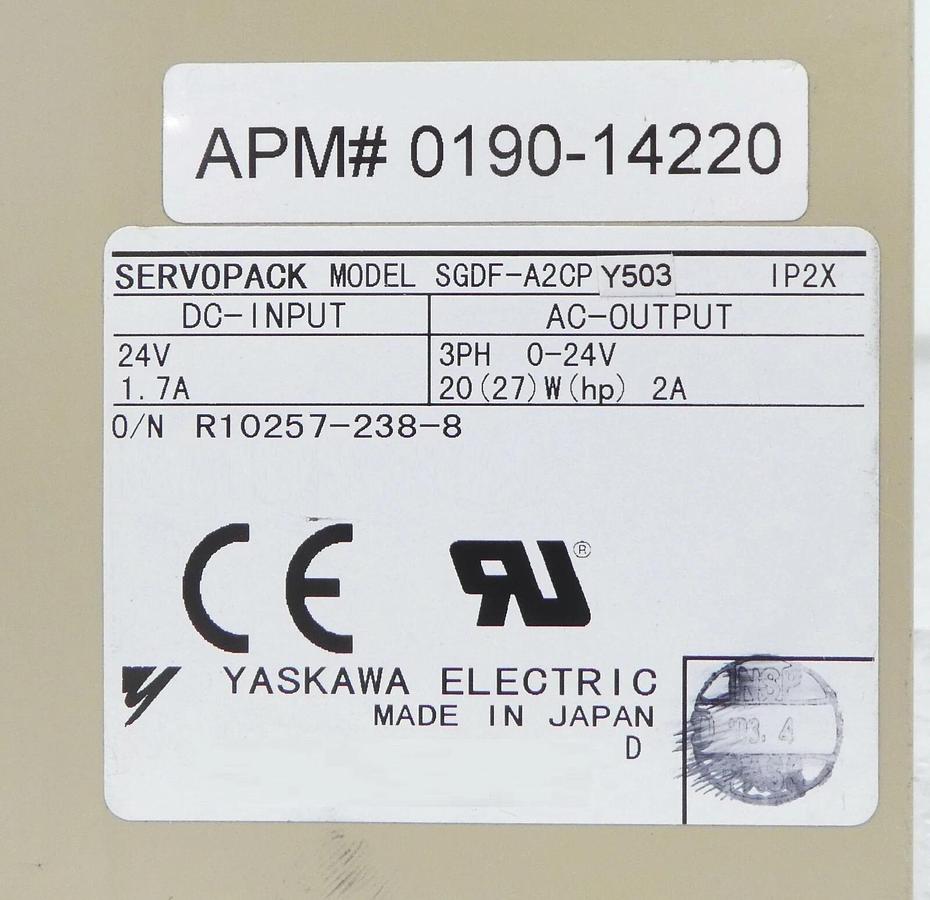 Used Yaskawa SGDF-A2CPY503 Driver AMAT Applied Materials 0190-14220 Producer Working