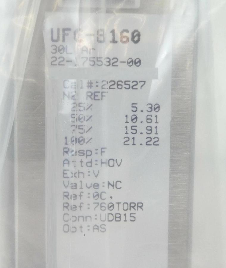 UNIT Instruments UFC-8160 Mass Flow Controller MFC Novellus 22-175532-00 New