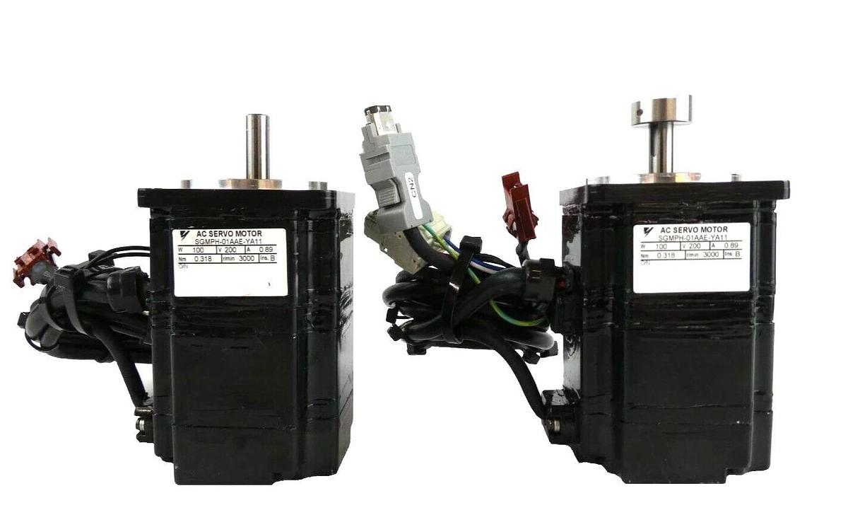 Used Yaskawa Electric SGMPH-01AAE-YA11 AC Servo Motor Reseller Lot of 2 Working