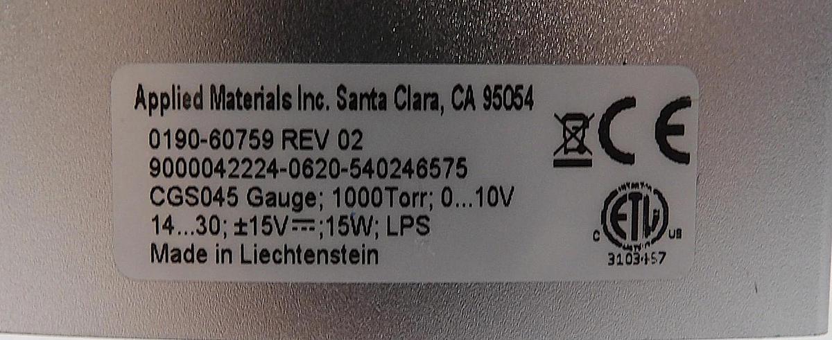 Used Inficon CGS045 Capacitance Diaphragm Gauge AMAT 0190-60759 Lot of 3 Working