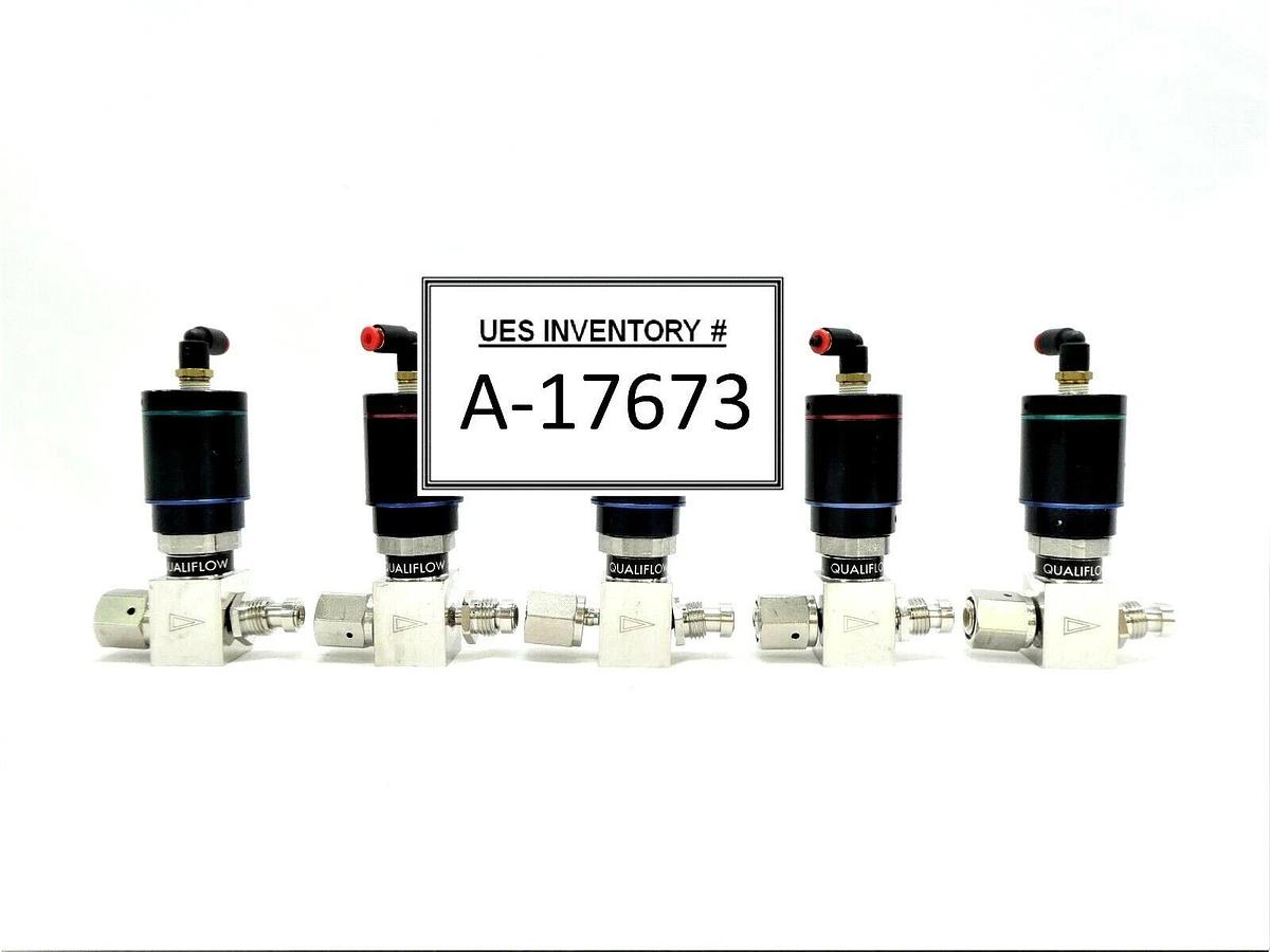 Used Qualiflow 2x10-9atm.cm3/Sec 2-Way Pneumatic Valve Male/Female Lot of 5 Working