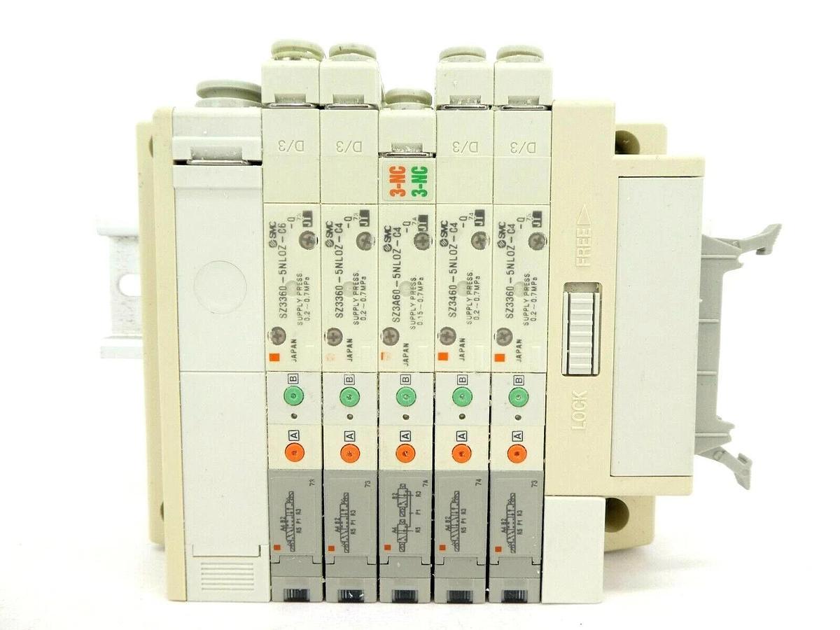 Used SMC 5-Port Pneumatic Manifold SZ3360-5NL0Z Reseller Lot of 6 Working Surplus
