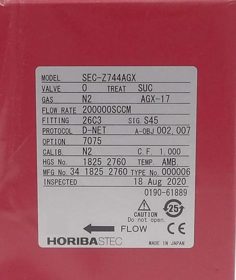 Horiba STEC SEC-Z744AGX Mass Flow Controller MFC Z700 AMAT 0190-61889 New Spare