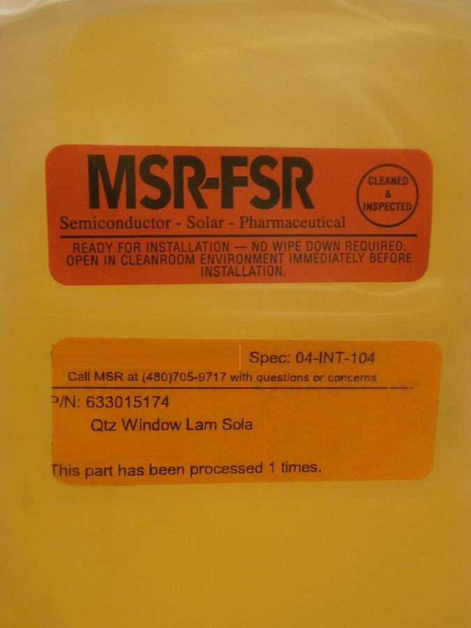 Refurbished Lam Research 15-307276-00 Quartz Window Sola MSR-FSR 633015174 Cu Refurbished