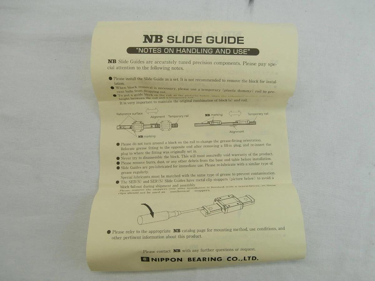 Nippon Bearing SERS15AUU2-670P Slide Guide Ulvac Ceraus ZX-1000 New Surplus