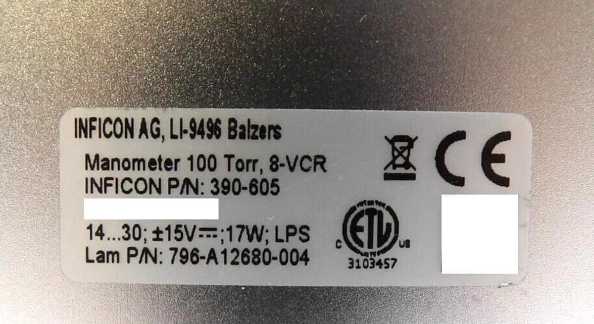 Used Inficon 390-605 Capacitance Diaphragm Gauge Lam 796-A12680-004 Lot of 2 Working