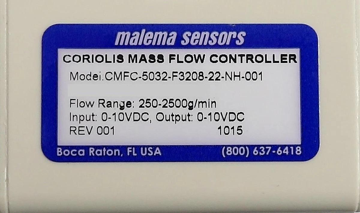 Used Malema Sensors CMFC-5032-F3208-22-NH-001 Coriolis Mass Flow Controller Surplus