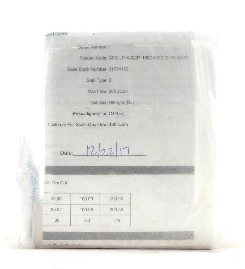 Pivotal Systems 32-02995 Mass Flow Controller MFC 100 SCCM C4F6-q New Surplus