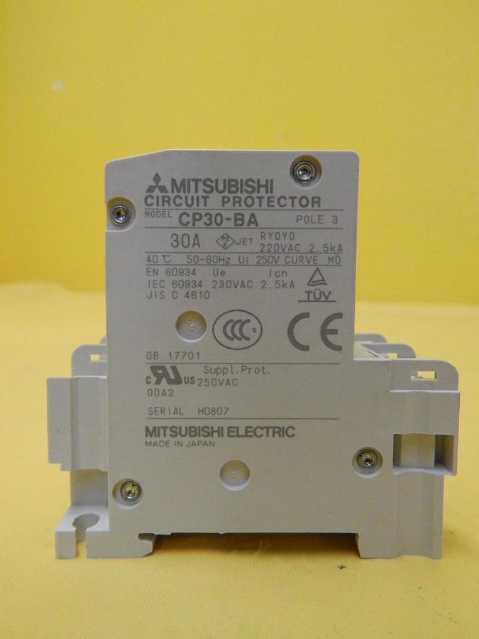 Used Mitsubishi CP30-BA Circuit Protector 3-Pole 15A 30A Lot of 6 Used Working