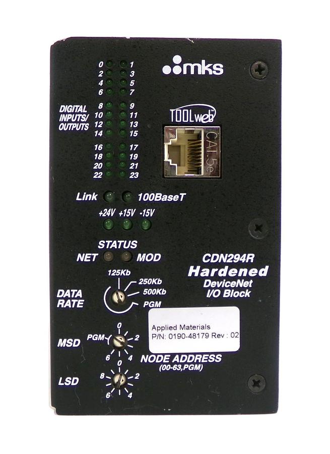 Used MKS Instruments AS01294-05 DeviceNet I/O Block CDN294R AMAT 0190-48179 Working