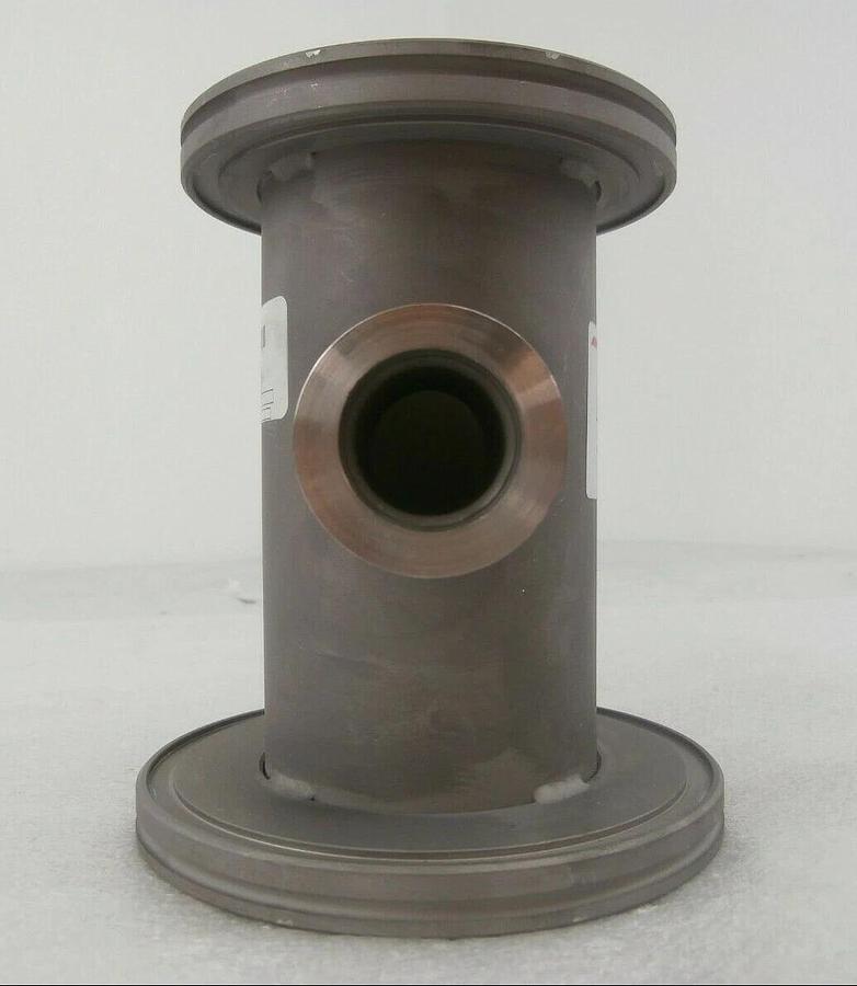 Used Edwards C5371 Straight Nipple Vacuum Adapter Tee ISO80 to ISO100 6" Working