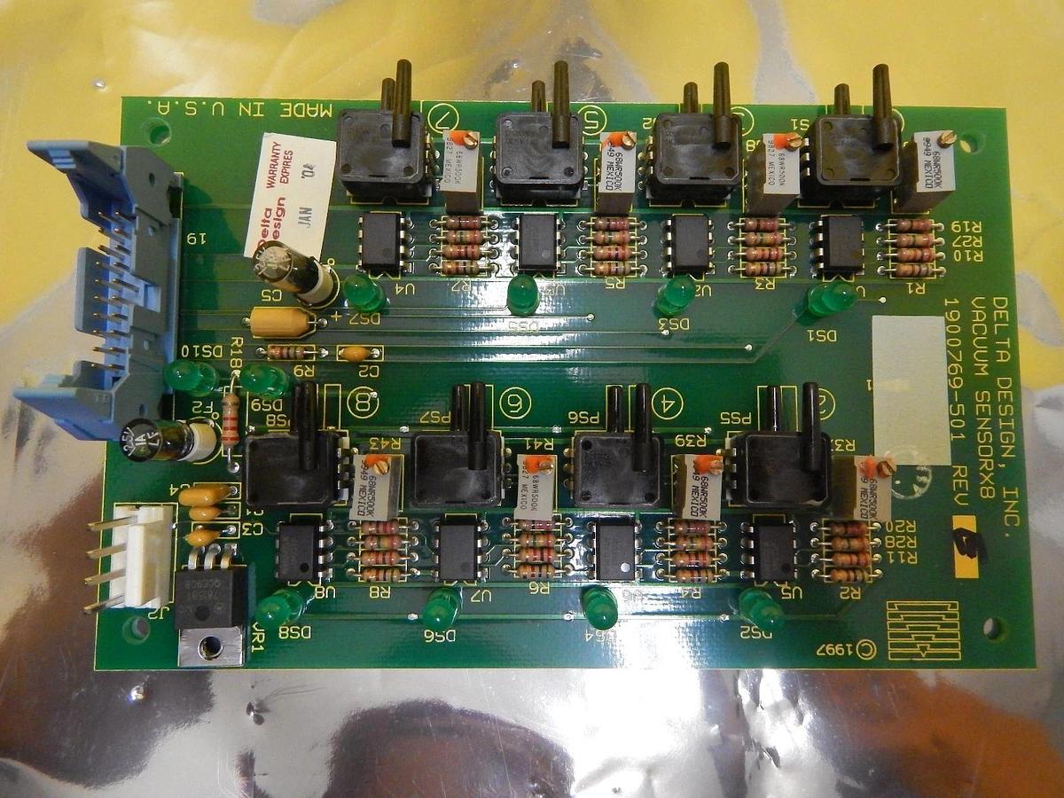 Used Delta Design 1900769-501 Vacuum Sensor X8 Board PCB Rev. E Used Working
