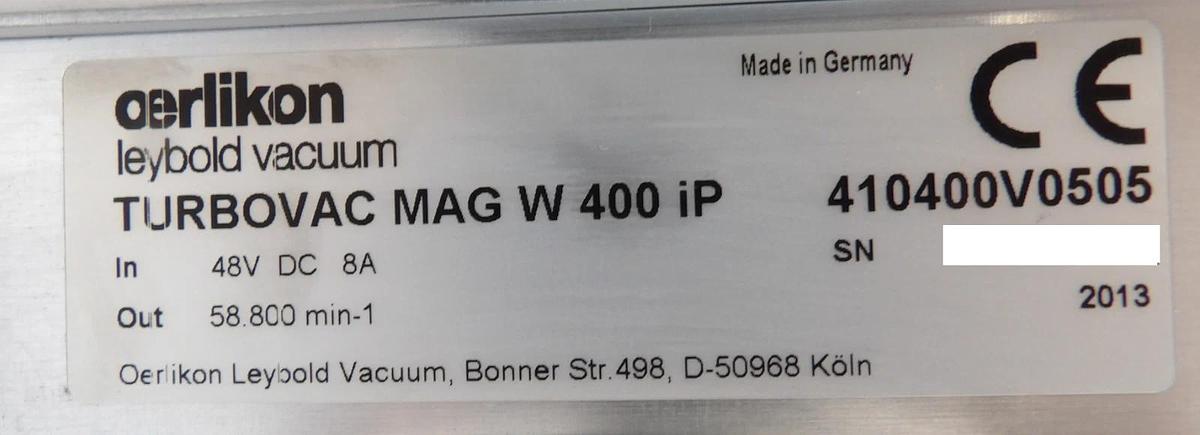 Used TURBOVAC MAG W 400 iPL Leybold 410400V0505 Turbo Pump MAG.DRIVE Working Surplus