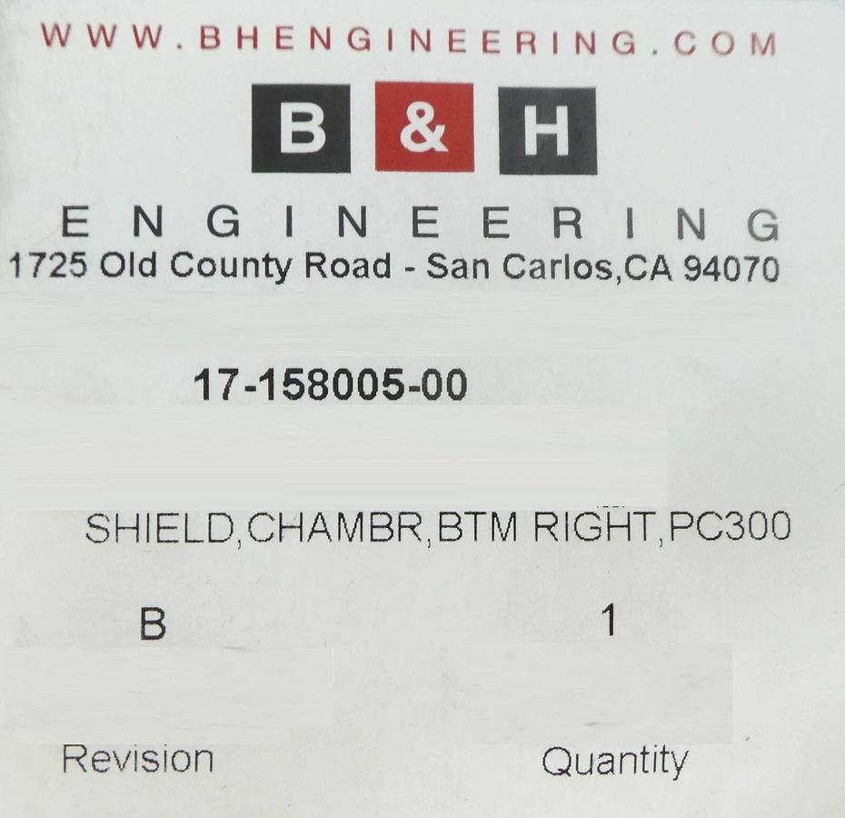 Novellus Systems 17-158005-00 Bottom Right Chamber Shield PC300 New Surplus