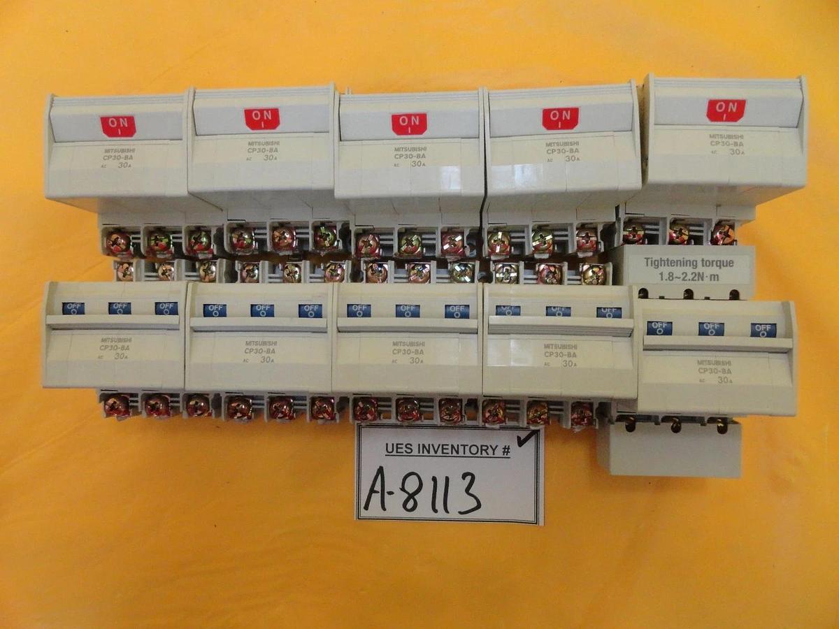Used Mitsubishi CP30-BA Circuit Protector 3-Pole 30A Reseller Lot of 10 Used Working