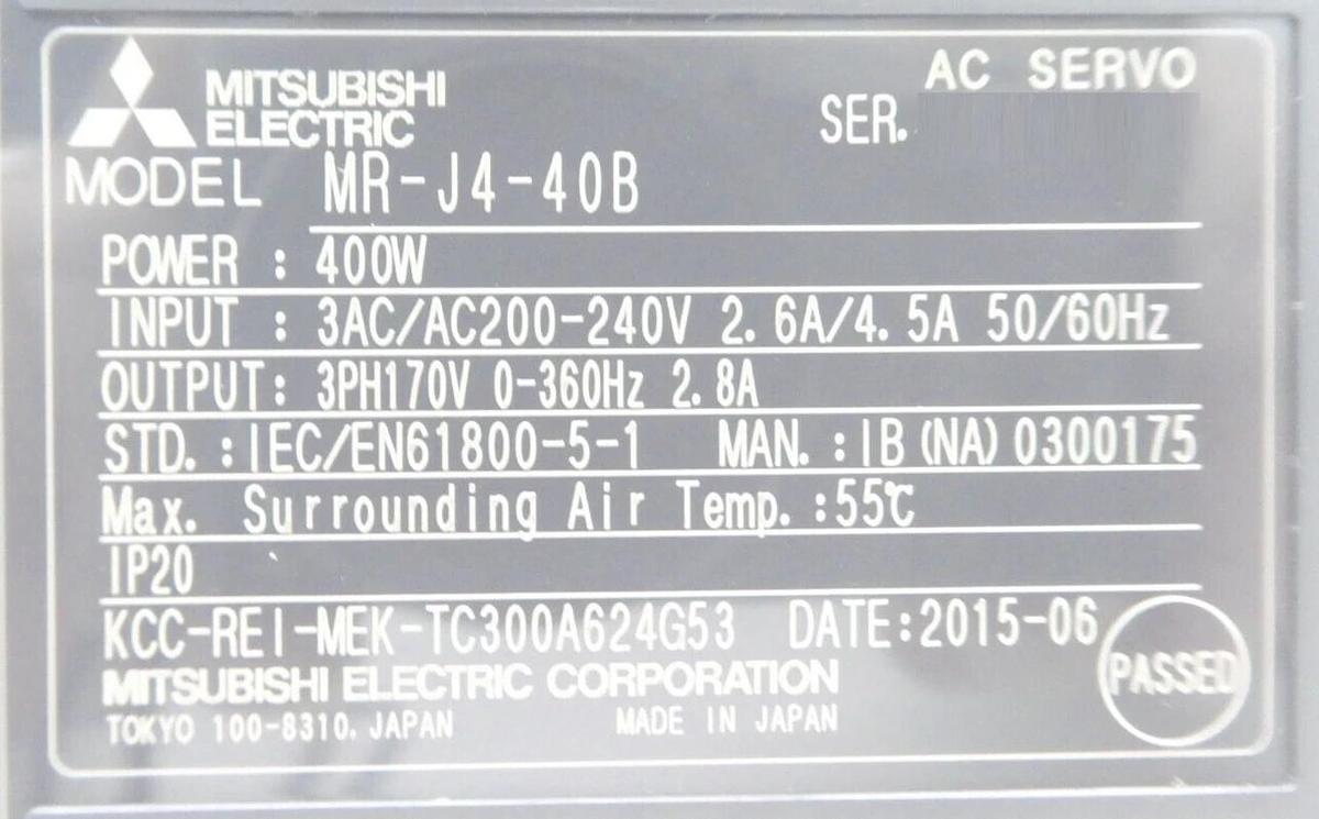 Mitsubishi Electric MR-J4-40B Motor Driver Stage Y TEL 5K86-000505-11 New Spare