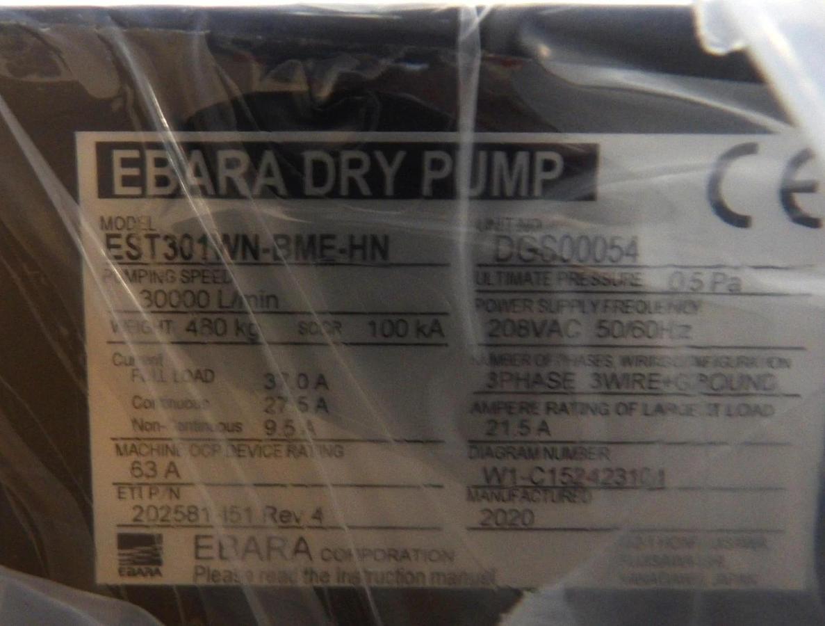 Used EST Ebara Technologies EST301WN-BME-HN Dry Vacuum Pump 500323664 New Surplus