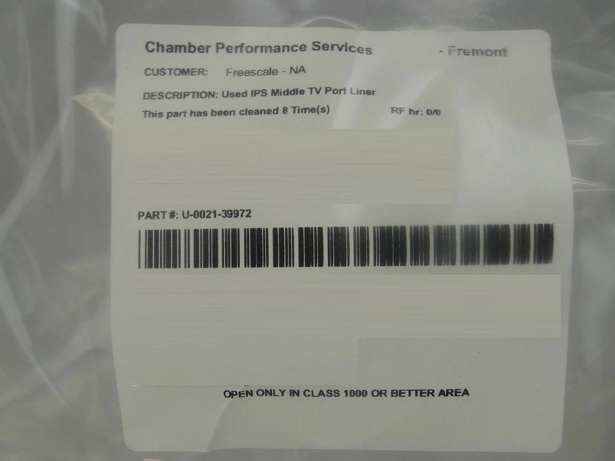 Used AMAT Applied Materials 0021-39972 Middle Throttle Valve Liner Refurbished