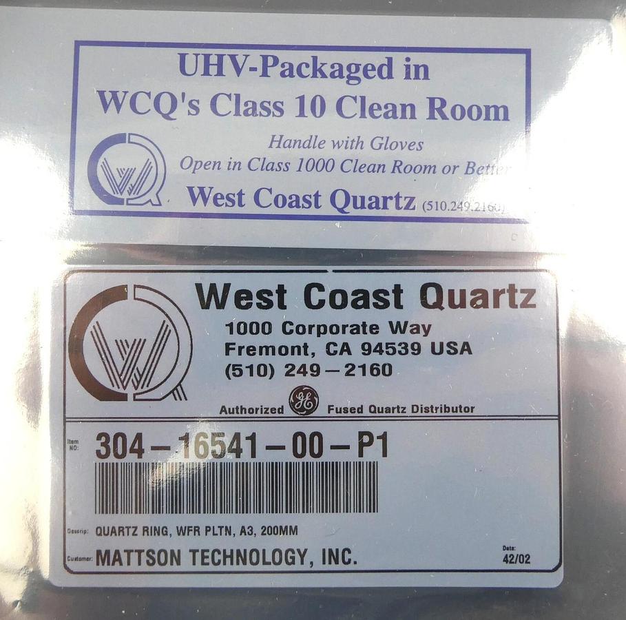 Used West Coast Quartz 304-16541-00-P1 200mm Quartz Focus Ring New Surplus