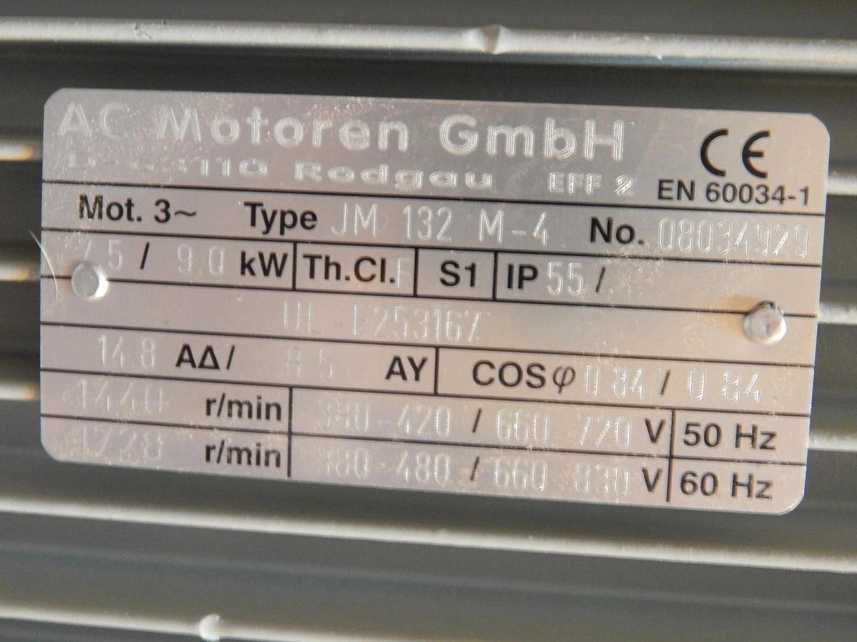 Used AC Motoren JM 132 M-4 Pump Motor Vacuum Assembly JM132M-4 Tested Working Surplus