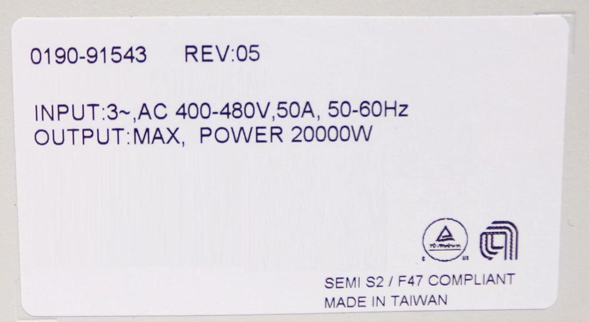 Refurbished AMAT Applied Materials 0190-91543 DC 20KW Power Supply Module Refurbished