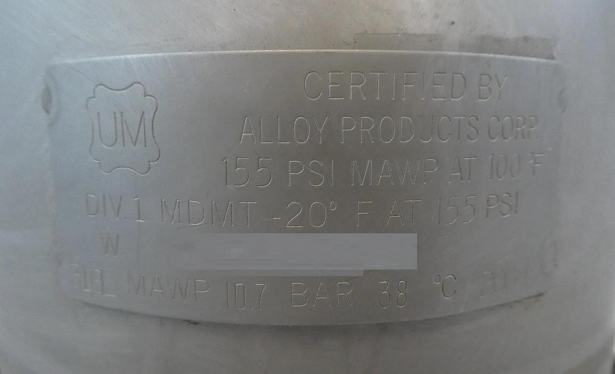 Used Alloy Products 72 20L 5G Photoresist Developer Stainless Tank Lot of 2 Working