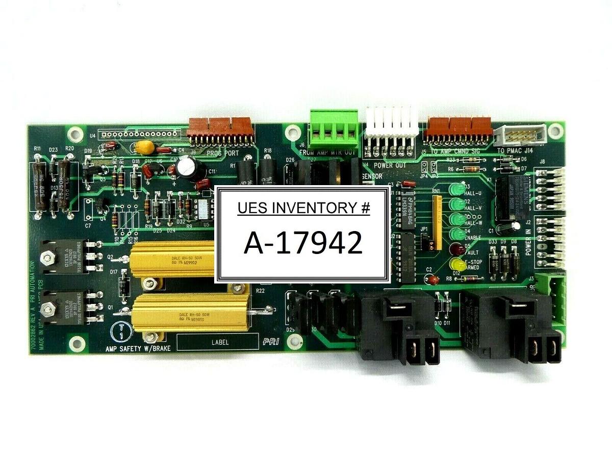 Used PRI Automation 70002862 AMP Safety with Brake Board PCB Working Spare