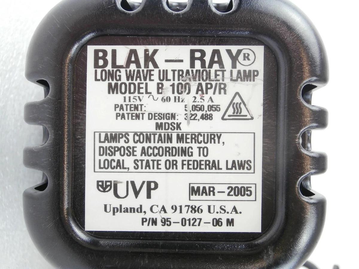 Used UVP 95-0127-01M UV Ultraviolet Lamp B 100AP BLAK-RAY No Bulb Untested As-Is