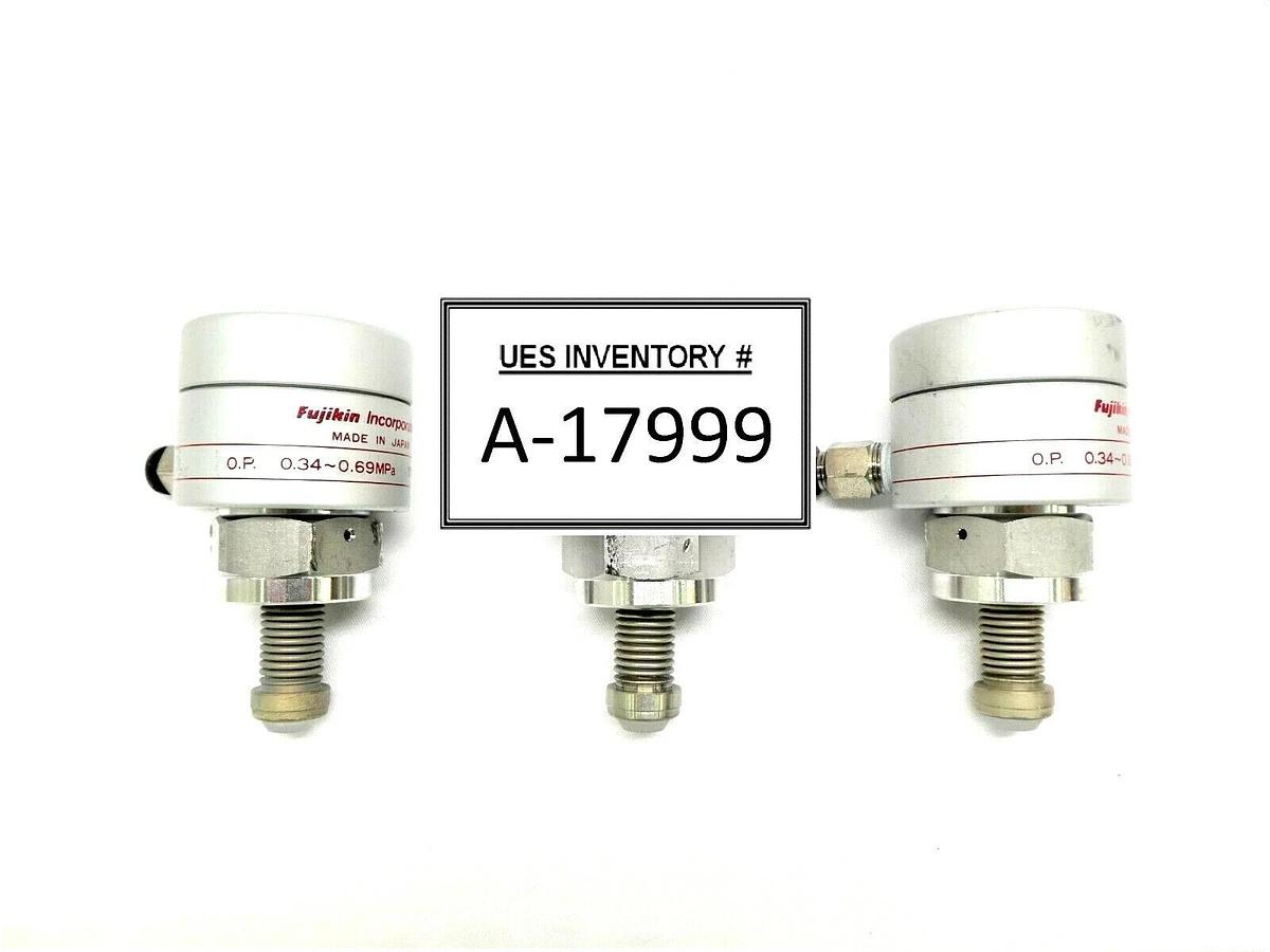 Used Fujikin 073012 Globe Type Bellows Valve 0.34 ~ 0.69MPa N.C. Lot of 3 Working