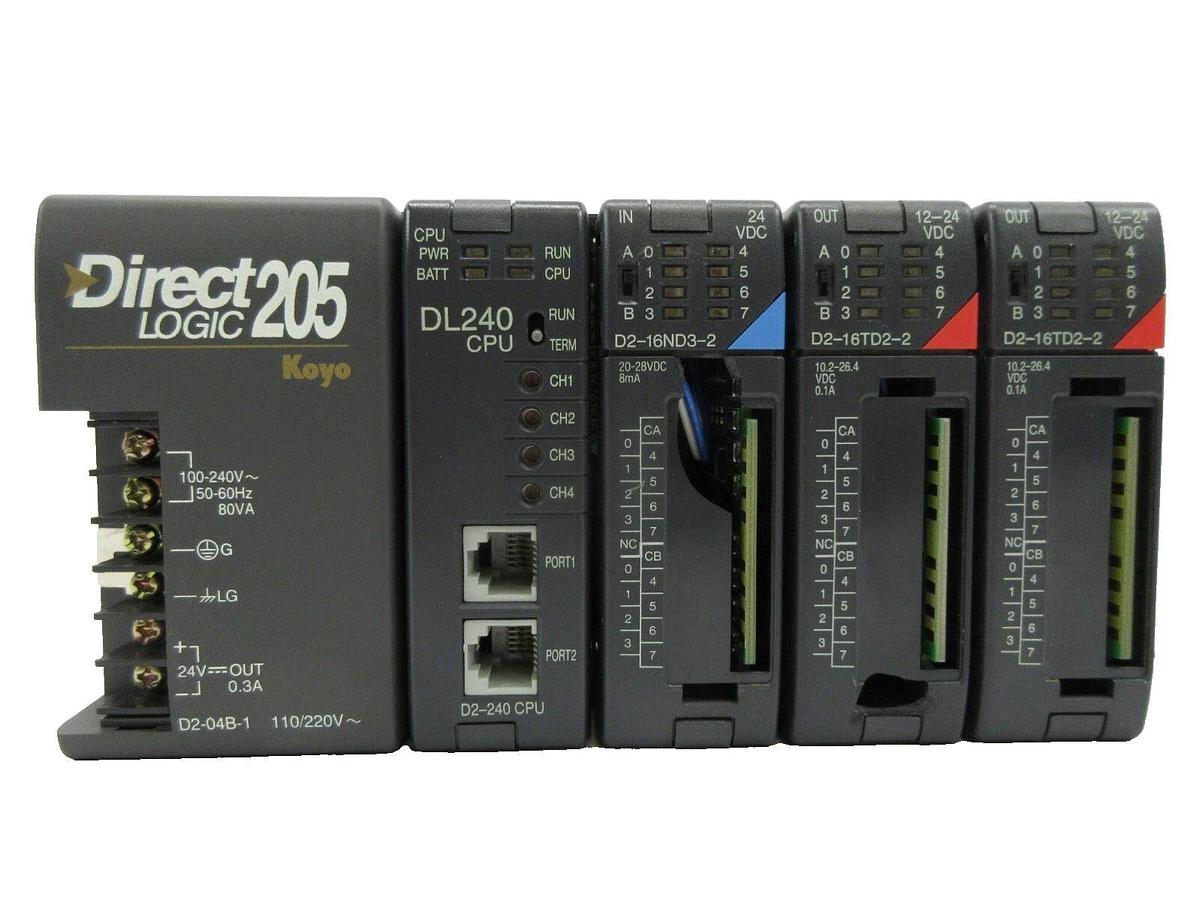 Used Automation Direct D2-04B-1 4-Slot PLC Controller DirectLOGIC 205 Koyo Working
