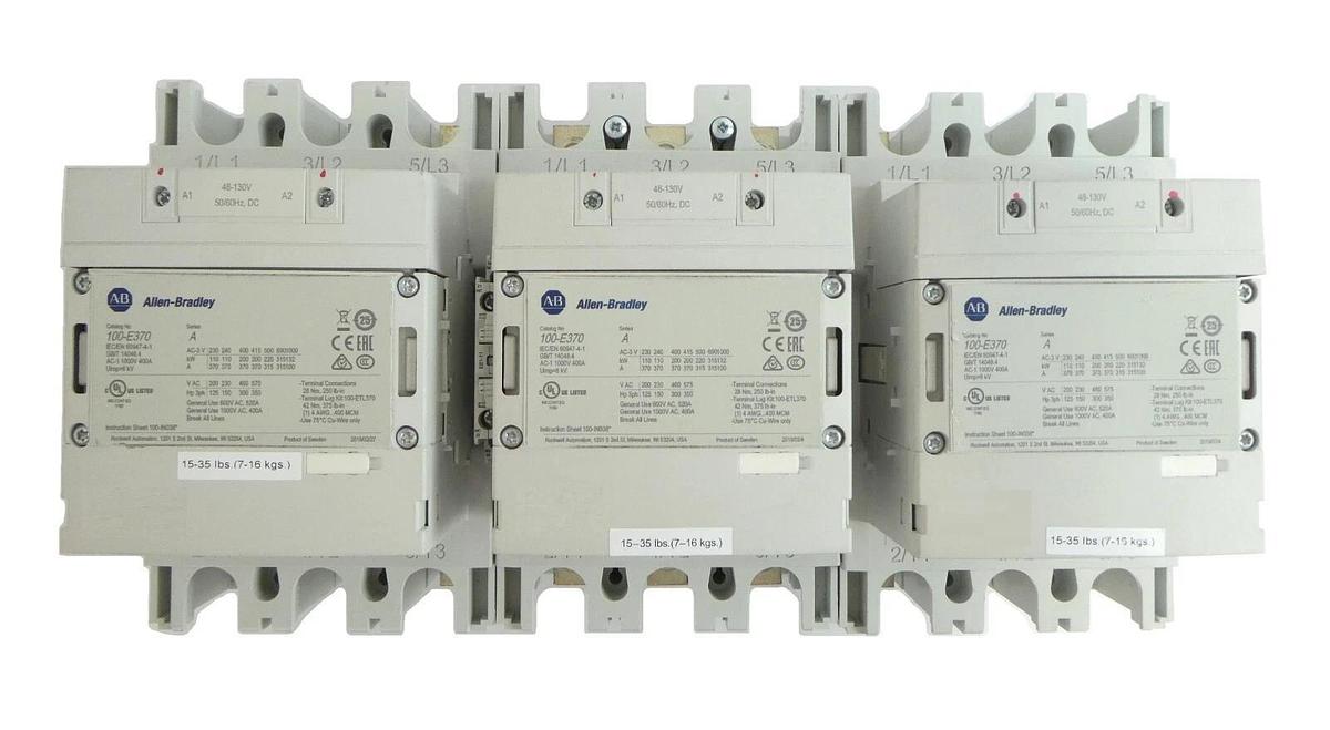 Used AB Allen-Bradley 100-E370 Direct On Line Contactor Series A Lot of 3 Working