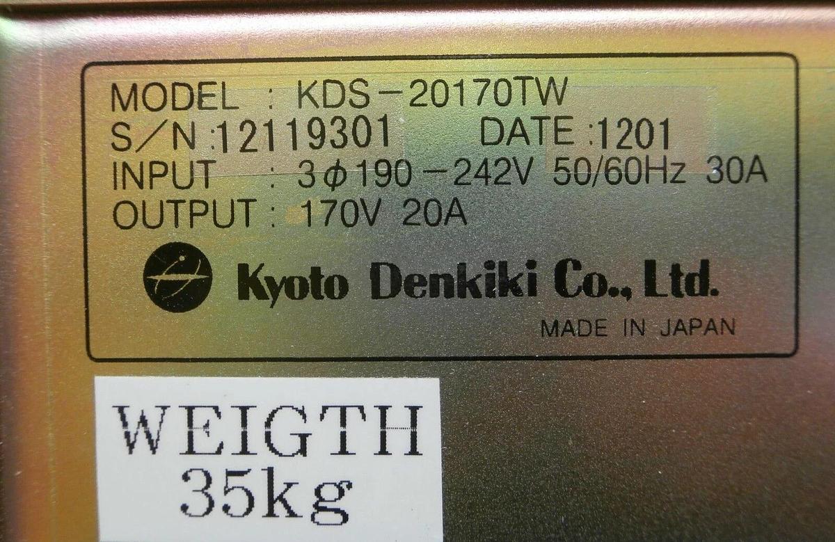 Used Kyoto Denkiki KDS-20170TW High Voltage Dual Output Power Supply Working Spare