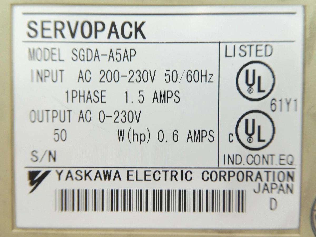 Used Yaskawa Electric SGDA-A5AP Servo Drive SERVOPACK Working Surplus