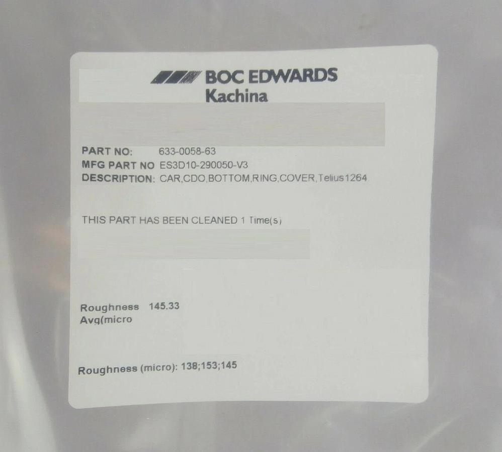 Refurbished TEL Tokyo Electron 3D10-290050-V3 FC Bottom Cover Ring CDO Telius Cu Refurbished