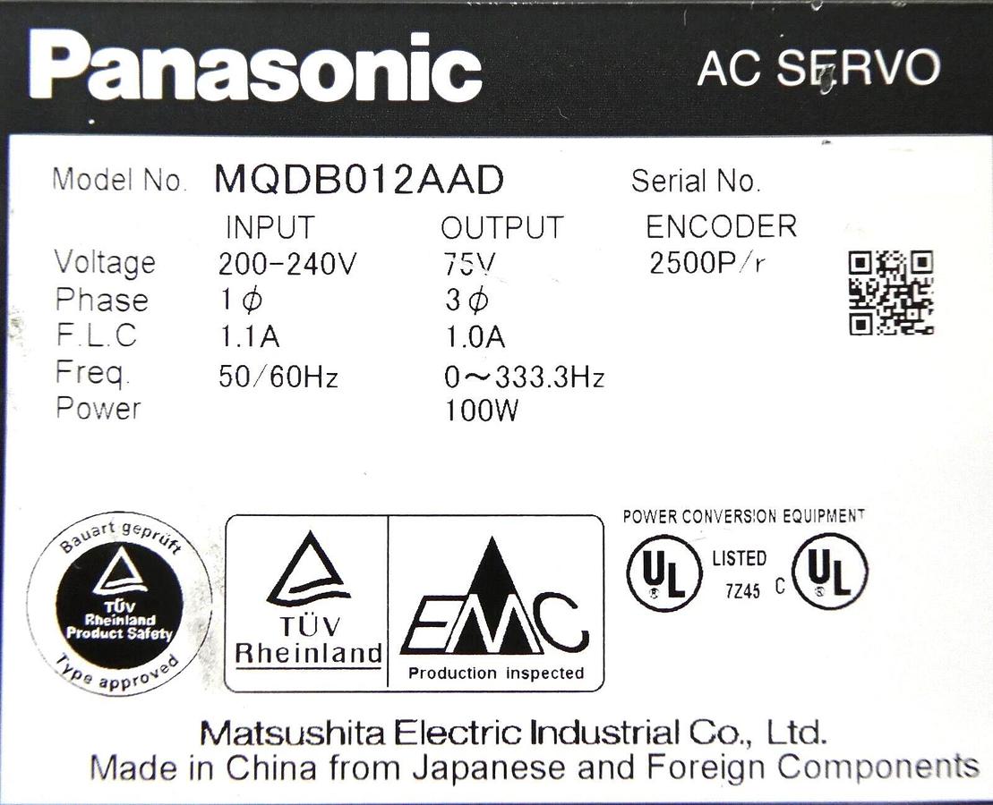 Used Panasonic MQDB012AAD AC Servo Driver AMAT 0190-15550 Lot of 3 Working Surplus