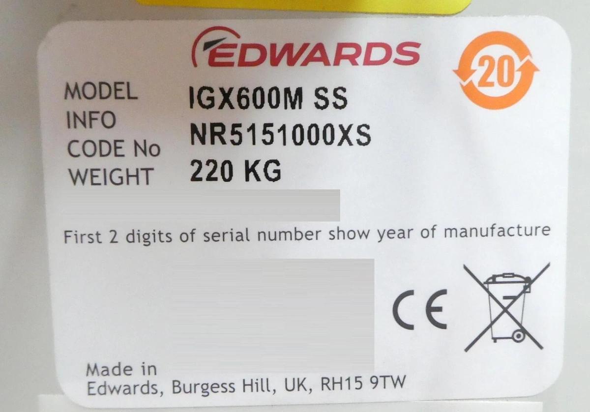 Refurbished iGX600M Edwards NR5151000XS Vacuum Dry Pump IGX600 M SS Manufacturer Refurbished