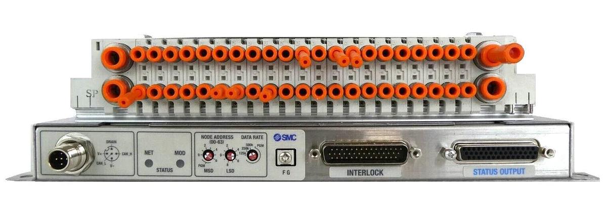 Used SMC IN587-21 21-Port Pneumatic Manifold SJ2A60T-5NFZ-N1-X21 Working Surplus