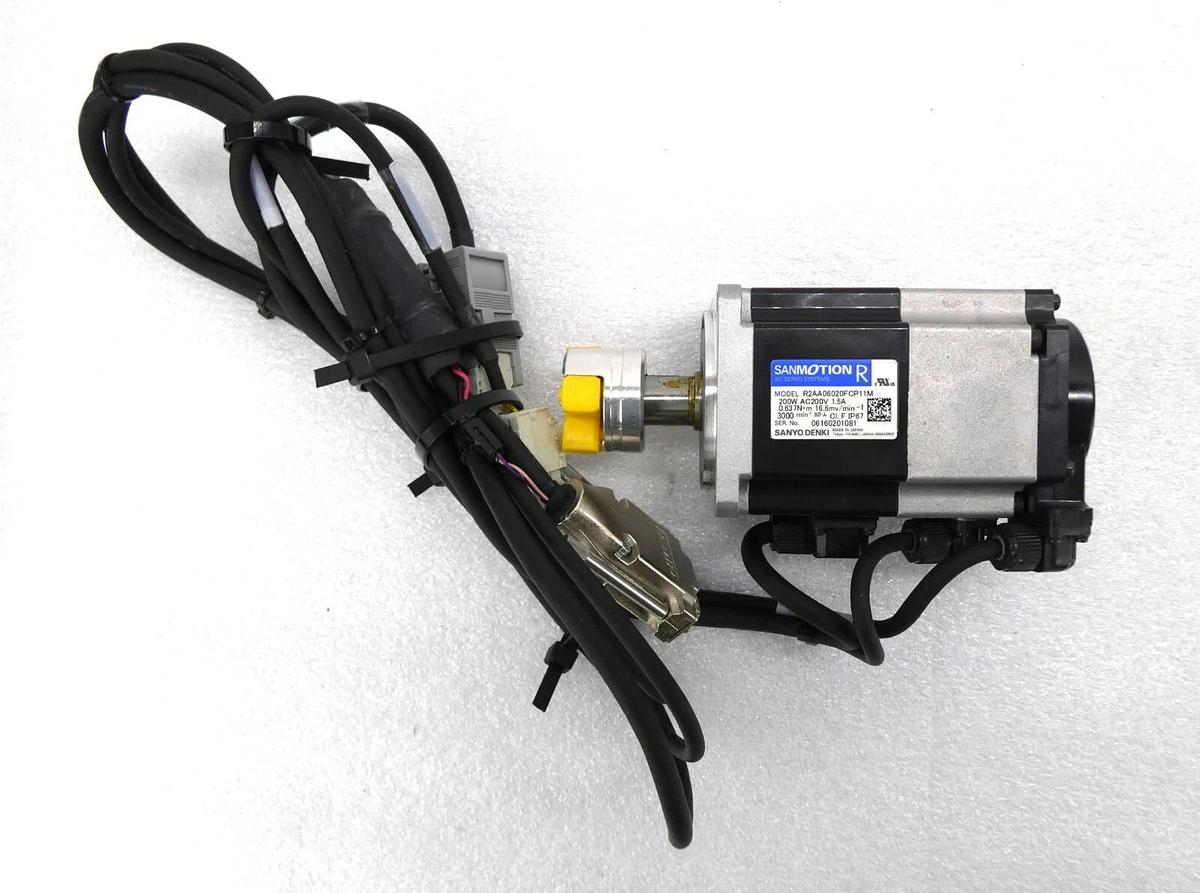 Used Sanyo Denki R2AA06020FCP11M AC Servo Motor SANMOTION R Working Surplus