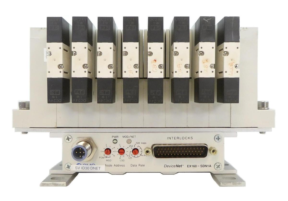 Used SMC EX160-SDN1A 8-Port Pneumatic Manifold VQ2201N-5 AMAT 0190-13031 Working