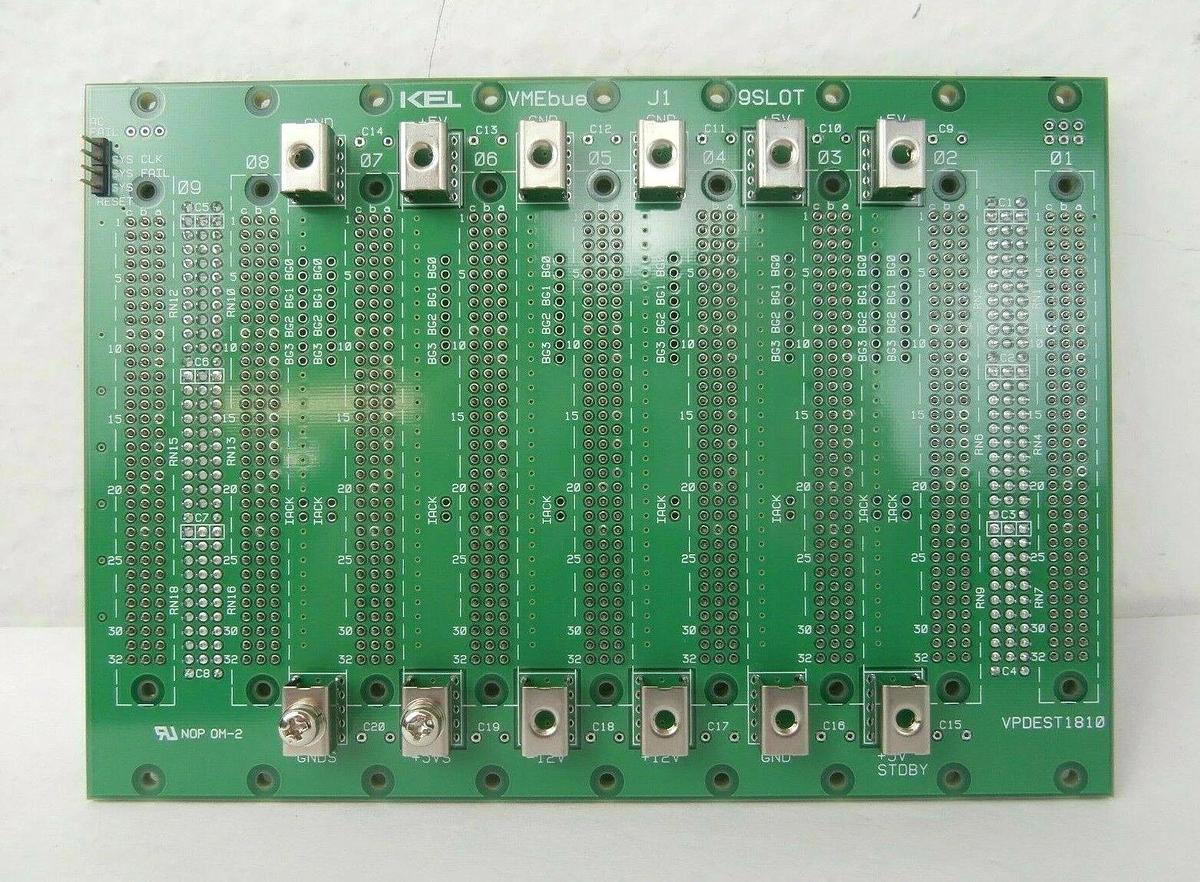 Used KEL VPDEST1810 VMEBus J1 9-Slot Backplane PCB DNS FC-3000 Working Surplus