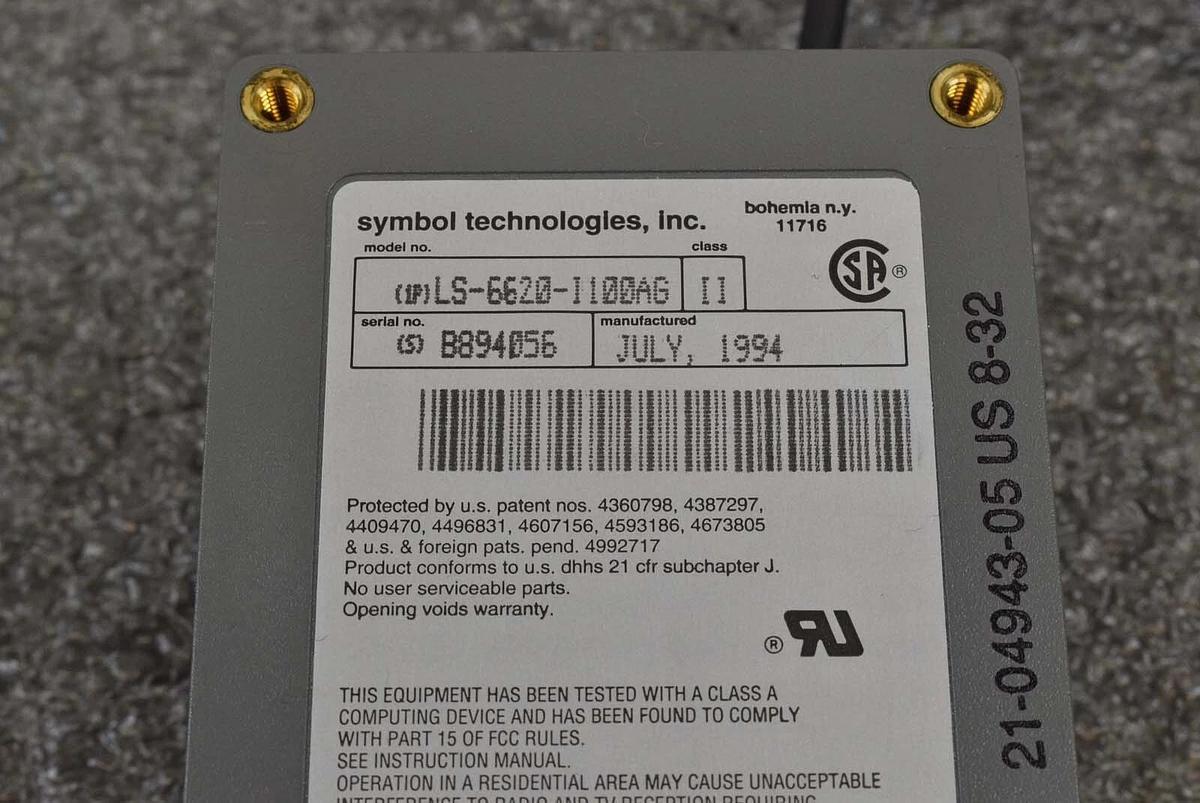 Used Symbol Technologies LS-6620-1100AG Class II Laser Barcode Scanner