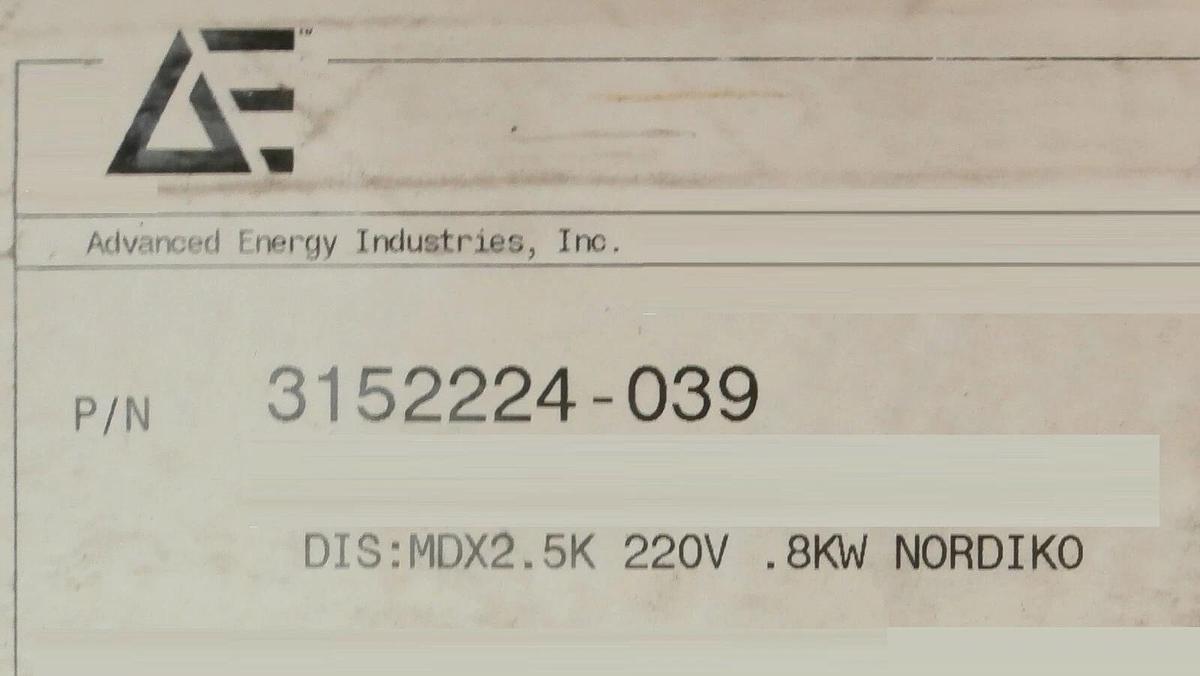 Refurbished MDX-2.5K AE Advanced Energy 3152224-039A Magnetron Drive Nordiko OEM Refurbished