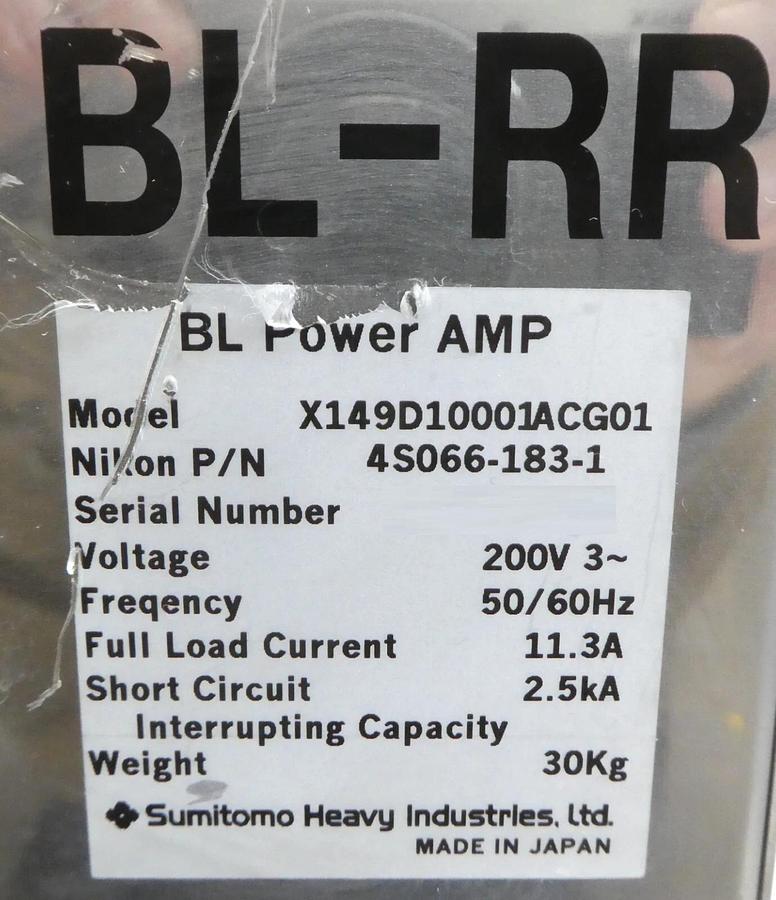 Used Sumitomo X149D10001ACG01 BL Power Amp BL-RR Nikon 4S066-183-1 Untested Spare