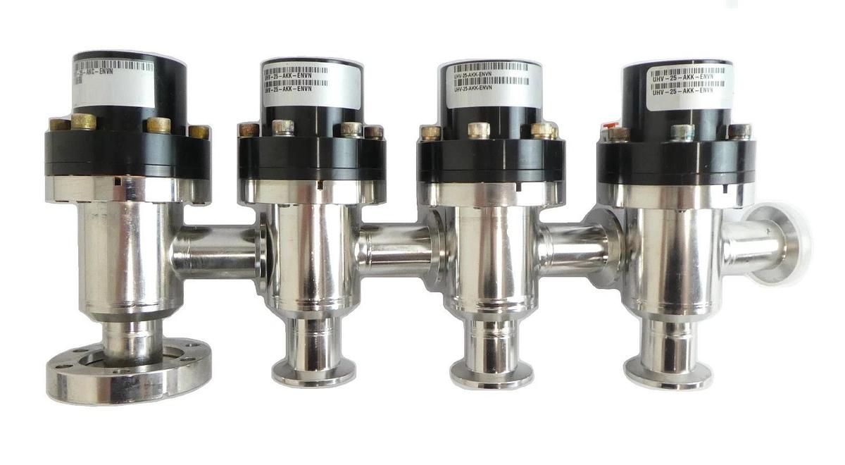 Used MKS Instruments UHV-25-AKK-ENVN Pneumatic Angle Vacuum Valve Lot of 4 Working