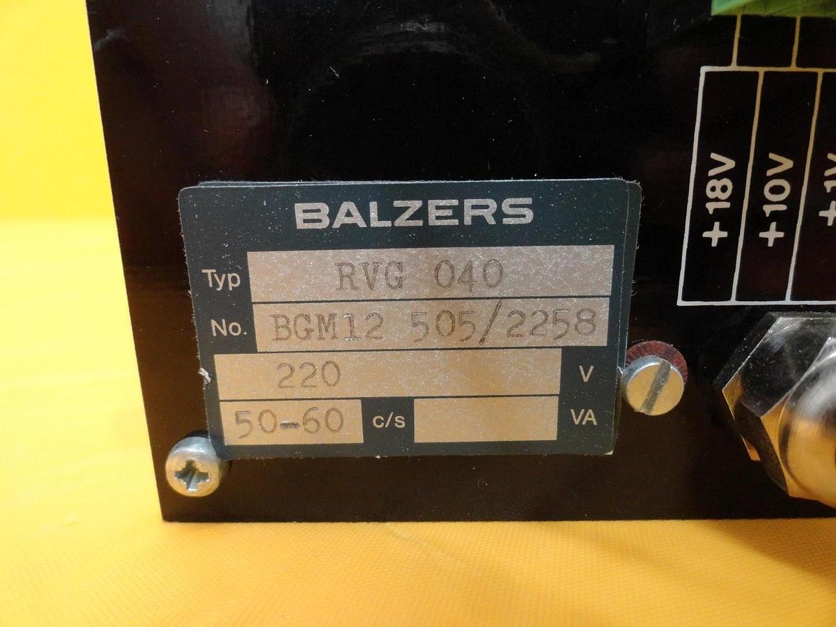 Used Balzers BG M12 505 Valve Control Unit RVG 040 Used Working