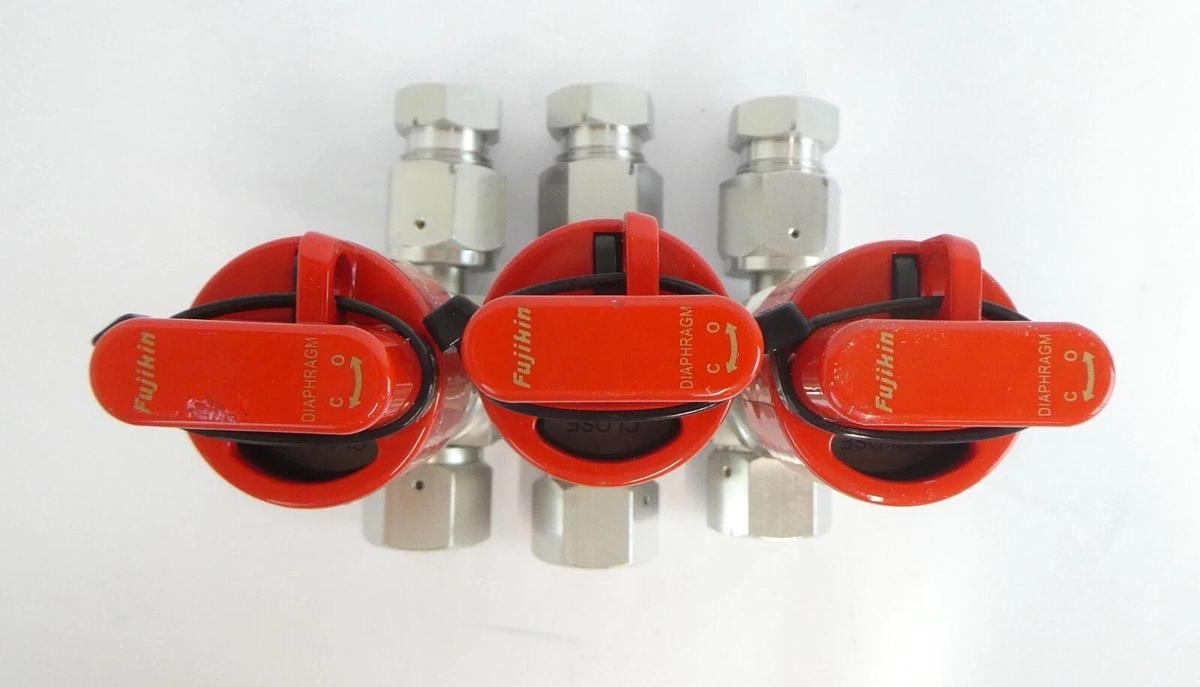 Used Fujikin 316L Manual Diaphragm Valve Reseller Lot of 9 Working Surplus