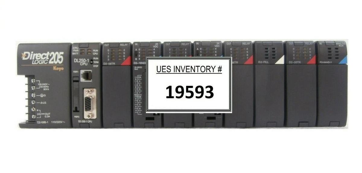 Used Automation Direct D2-09B-1 9-Slot PLC D2-250-1 DirectLOGIC 205 Koyo Working