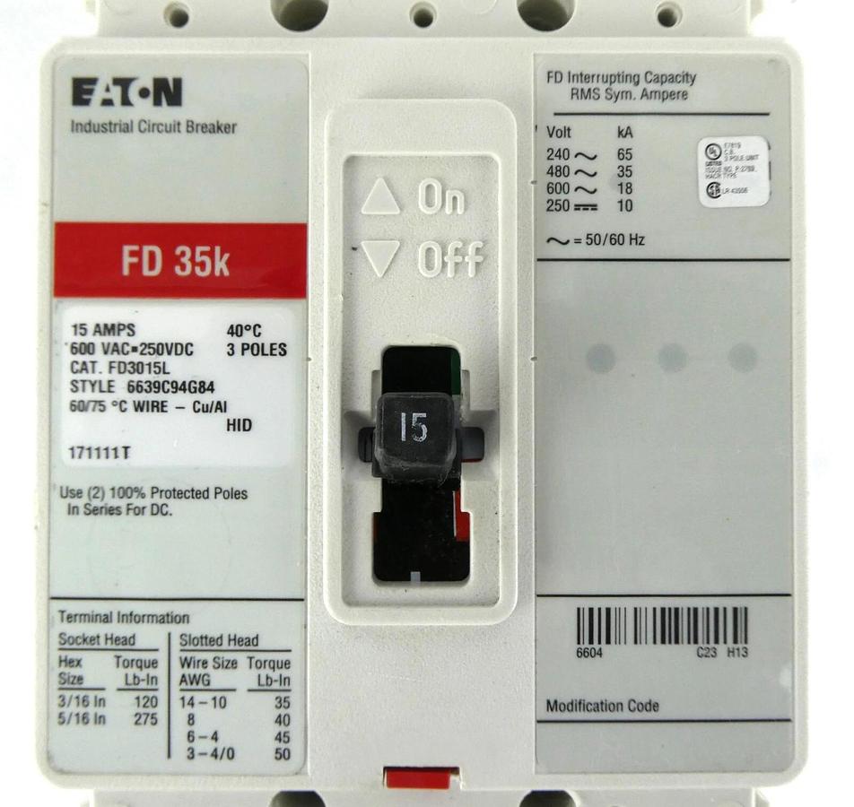 Used Eaton 6639C94G84 Circuit Breaker FD3015L Reseller Lot of 2 Working