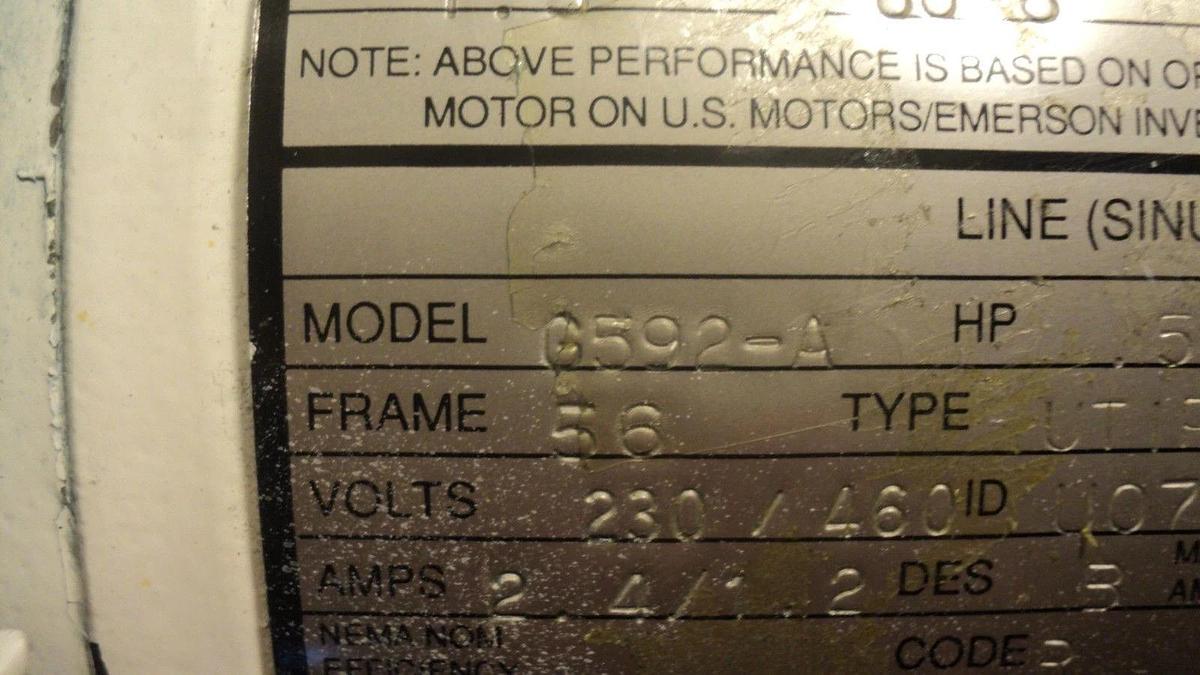 Used Aridyne G592-A Inverter Duty Motor Series 2000 Used Working